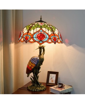 Europa Tiffany Creative Colored Glass Living Room Restaurant Hotel Peach Decorative Large Desk Lamp Crane Art Lamp