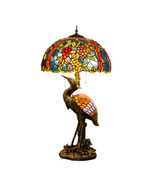 American style countryside grape decorated glass table lamp, European style Tiffany colored glass guest restaurant bar crane table lamp