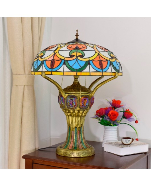 European high-end large living room, bedroom, bar, front desk, lobby decorative table lamp, Tiffany colored glass