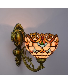 Europa Tiffany Colored Glass Retro Mirror Front Light Baroque Bedhead Corridor Sunflower Single Head Glass Wall Light