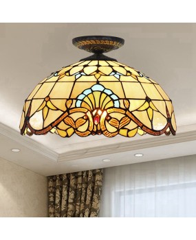 40CM Baroque Euro Tiffany Colored Glass Restaurant Bedroom Corridor Bathroom Glass Ceiling Light