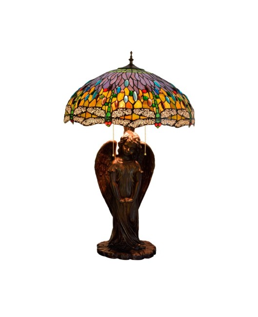 Europa Tiffany Vintage Luxury Decoration Colored Glass Mediterranean Blue Dragonfly Art Large Living Room Desk Lamp