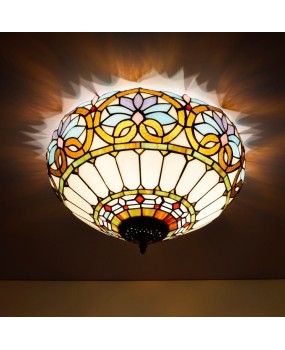 40CM Euro Tiffany European Retro Love Colored Glass Bedroom Corridor Glass Ceiling Light