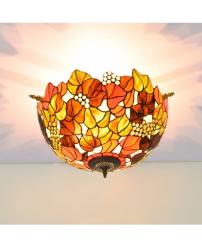 55CM Tiffany Handmade Grape Colored Glass Living Room Dining Room Bar Bedroom Art Semi Ceiling Light