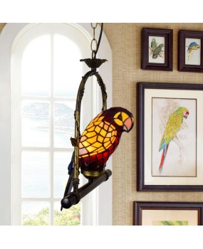 Europa Tiffany Colored Glass Parrot Art Guest Corridor Corridor Glass Hotel Villa Hotel Restaurant Pendant Light