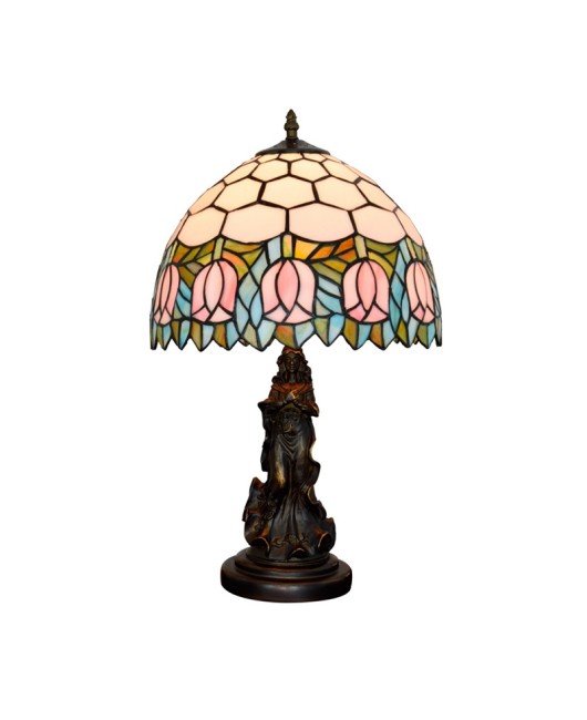 American Pink Curcuma Fragrant Restaurant Bedroom Bedhead Desk Lamp Bar Retro Euro Tiffany Colored Glass