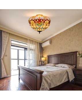 40CM Occitanie Baroque Colored Glass Restaurant Bedroom Corridor Glass Ceiling Light Cross border