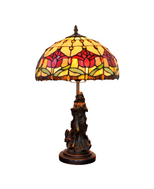 Europa Tiffany Colored Glass Vintage Countryside Red Curcuma Fragrant Restaurant Bedroom Bedside Table Lamp Bar