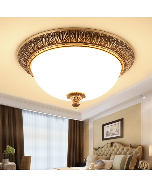 All copper ceiling light European retro imitation marble bedroom study dining room circular corridor balcony hallway hallway lighting fixture