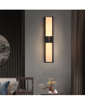 2023 New Chinese style all copper marble wall lamp villa living room background wall bedroom study corridor bedside lighting fixtures