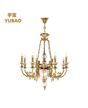Full copper French style glass pendant lamp, angel personalized home decoration villa, living room, dining room, study room, bedroom, entrance hall, candle lighting fixtures