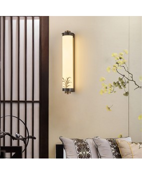All copper new Chinese style living room TV background wall decoration wall lamp bedroom bedside lamp Chinese style Zen staircase wall lamp