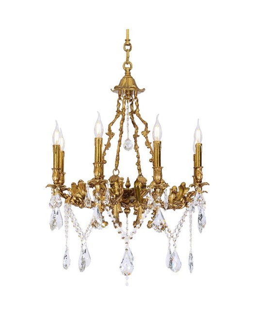 French style all copper pendant lamp, crystal home decoration, indoor living room, dining room, bedroom, corridor, study, gym, leisure room, lighting fixtures