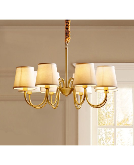 American style countryside all copper pendant lamp creative living room lamp bedroom dining room rustic style grand sales department fabric lighting fixtures