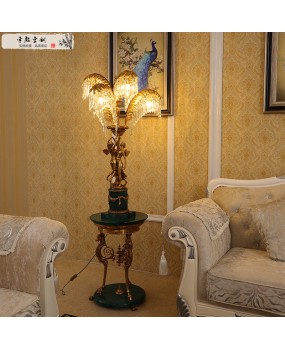 French style all copper crystal desk lamp for indoor home decoration, living room, study, bedroom, bedside decoration, lobby, welcome lighting fixtures