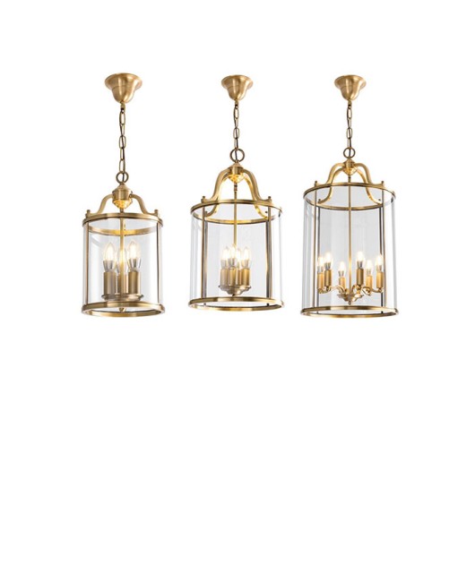 American style copper pendant light, entrance hall, simple staircase, bar counter, metal solder cylinder, birdcage, glass lighting fixtures