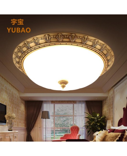 All copper ceiling light European retro imitation marble bedroom study dining room circular corridor balcony hallway hallway lighting fixture