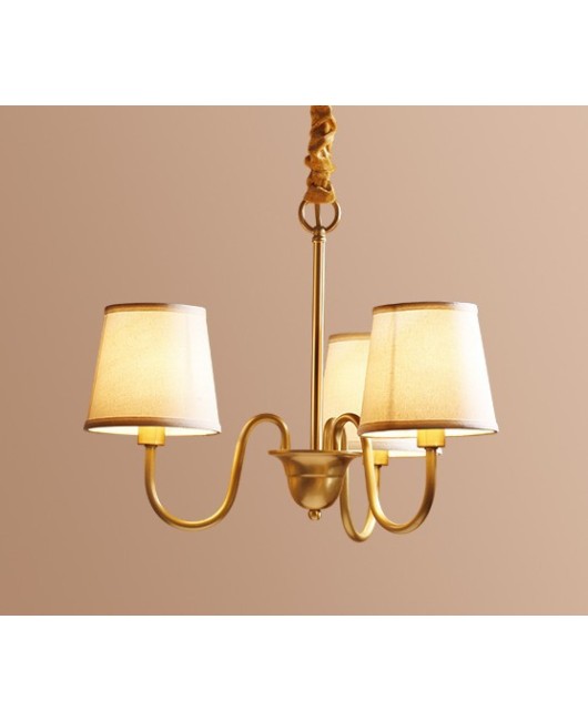American style countryside all copper pendant lamp creative living room lamp bedroom dining room rustic style grand sales department fabric lighting fixtures