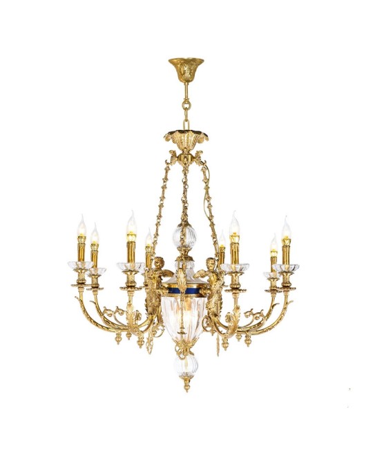 Full copper French style glass pendant lamp, angel personalized home decoration villa, living room, dining room, study room, bedroom, entrance hall, candle lighting fixtures