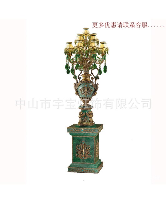 Full copper French dewaxed copper marble floor lamp, villa interior living room, lobby lobby, lobby, headlights, European style atmospheric lamp