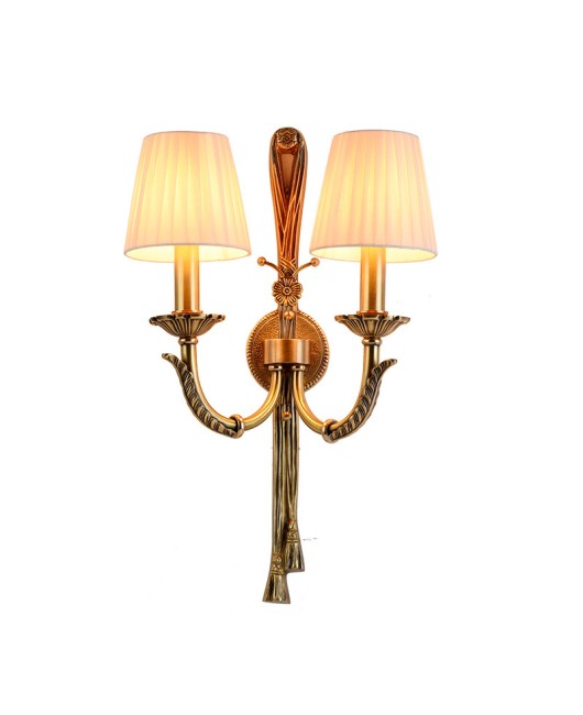 American style all copper wall lamp, Nordic minimalist living room, bedroom, dining room, creative art, handmade pure copper wall lamp, Chinese knot