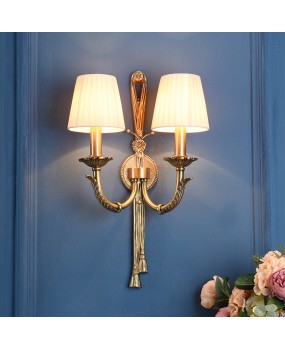 American style all copper wall lamp, Nordic minimalist living room, bedroom, dining room, creative art, handmade pure copper wall lamp, Chinese knot