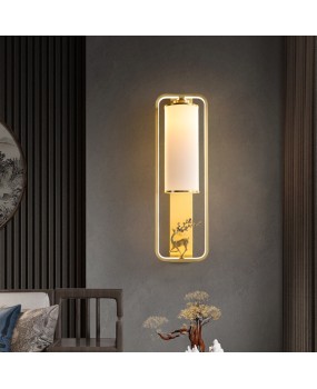 Bedroom bedside wall lamp, all copper new Chinese style living room background wall lamp, creative luxury, modern simplicity, staircase corridor lamp