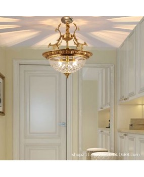 European style all copper entrance chandelier, French style entrance hallway, dressing room, crystal American style minimalist study, balcony, copper lighting fixtures