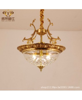 European style all copper entrance chandelier, French style entrance hallway, dressing room, crystal American style minimalist study, balcony, copper lighting fixtures