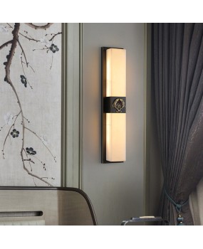 2023 New Chinese style all copper marble wall lamp villa living room background wall bedroom study corridor bedside lighting fixtures