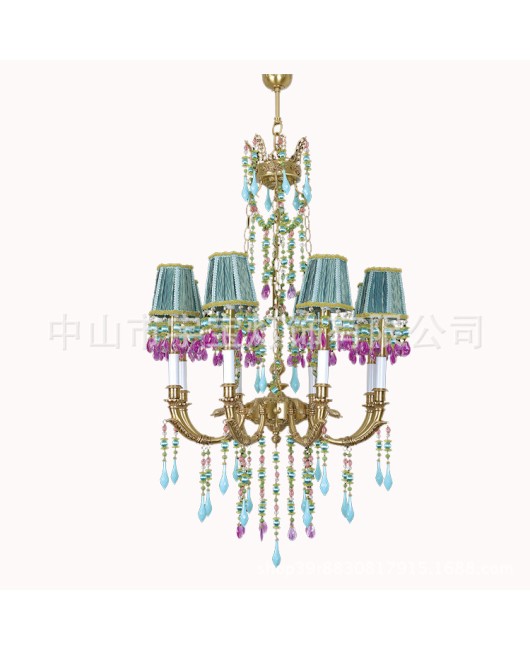 European style all copper pendant lamp for indoor home decoration, living room, bedroom, study, dining room, corridor, staircase, entrance hall, covered lamp