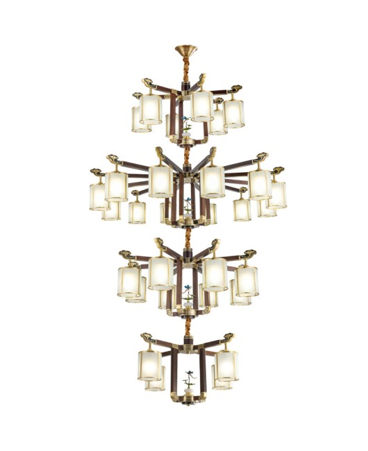 2023 new lighting fixtures, all copper, new Chinese style pendant lights, living room lights, Chinese style Zen style bedrooms, dining rooms, villas, halls