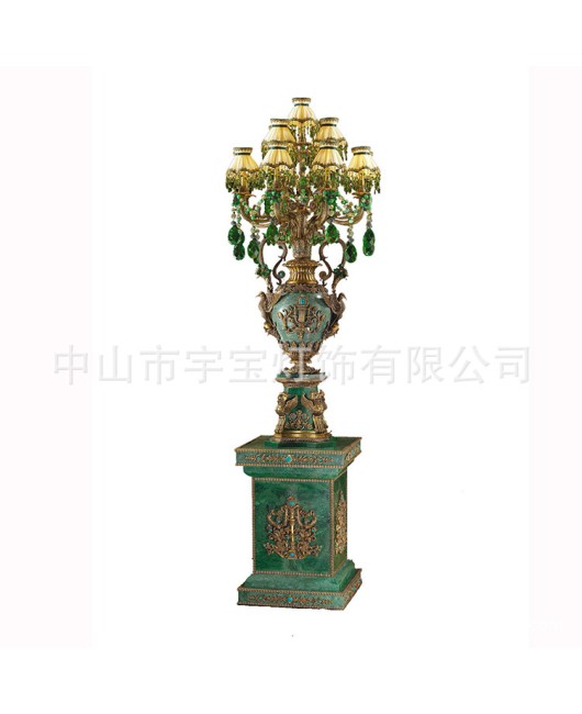 Full copper French dewaxed copper marble floor lamp, villa interior living room, lobby lobby, lobby, headlights, European style atmospheric lamp