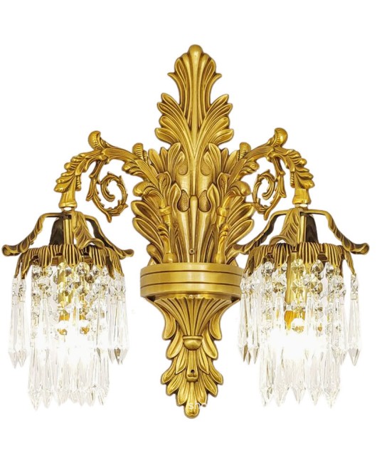 European style all copper crystal wall lamp, French style living room TV background wall, bedroom bedside lamp, staircase hallway mirror, front lighting fixture