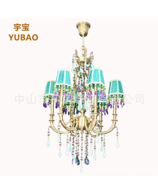 European style all copper pendant lamp for indoor home decoration, living room, bedroom, study, dining room, corridor, staircase, entrance hall, covered lamp