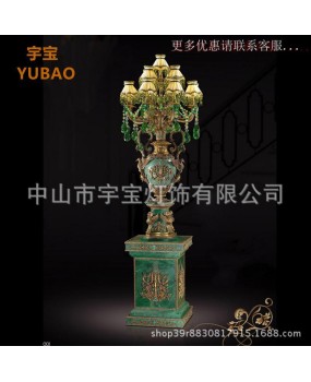 Full copper French dewaxed copper marble floor lamp, villa interior living room, lobby lobby, lobby, headlights, European style atmospheric lamp