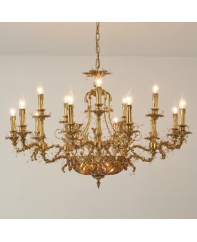 American style all copper chandelier for home decoration, living room, bedroom, dining room, study, retro and creative European style candle villa, all copper lighting fixtures