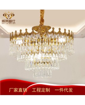 European style all copper crystal ceiling light, French luxury living room, bedroom, study, bar counter, corridor, foyer, creative light