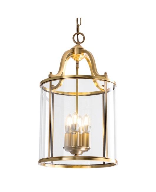 American style copper pendant light, entrance hall, simple staircase, bar counter, metal solder cylinder, birdcage, glass lighting fixtures