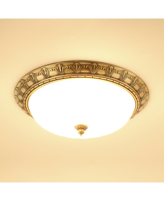 All copper ceiling light European retro imitation marble bedroom study dining room circular corridor balcony hallway hallway lighting fixture