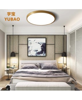 American style all copper ceiling light for indoor living room, dining room, bedroom, corridor, study, stairwell, gym, thin LED light