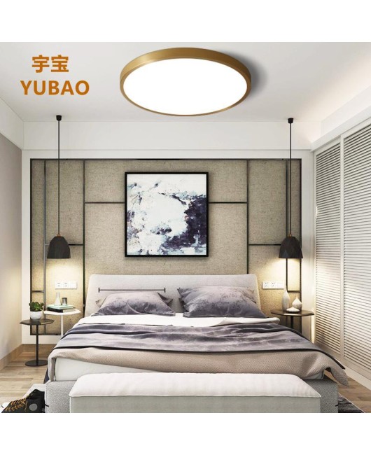 American style all copper ceiling light for indoor living room, dining room, bedroom, corridor, study, stairwell, gym, thin LED light