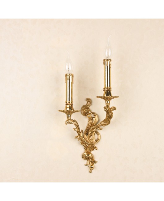 French style all copper wall lamp, hotel clubhouse, palace villa, retro candle lamp, indoor lighting fixture, bedroom bedside lamp