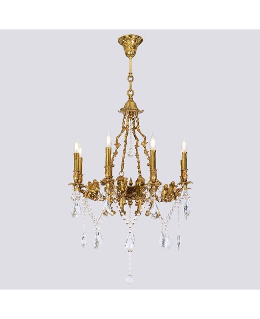 French style all copper pendant lamp, crystal home decoration, indoor living room, dining room, bedroom, corridor, study, gym, leisure room, lighting fixtures