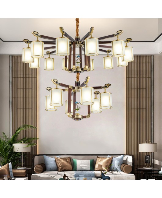2023 new lighting fixtures, all copper, new Chinese style pendant lights, living room lights, Chinese style Zen style bedrooms, dining rooms, villas, halls