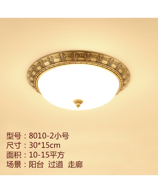 All copper ceiling light European retro imitation marble bedroom study dining room circular corridor balcony hallway hallway lighting fixture
