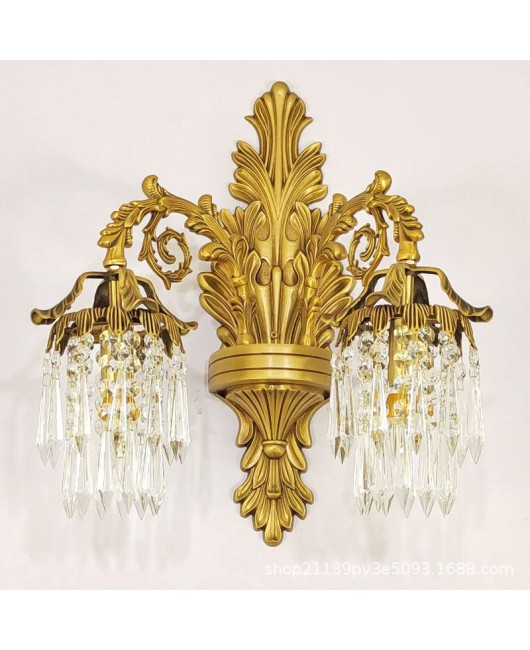 European style all copper crystal wall lamp, French style living room TV background wall, bedroom bedside lamp, staircase hallway mirror, front lighting fixture
