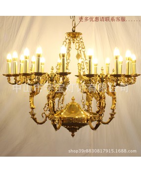 Full copper French pendant lamp, personalized angel home decoration villa, living room, dining room, bedroom, study, leisure room, staircase lighting fixtures
