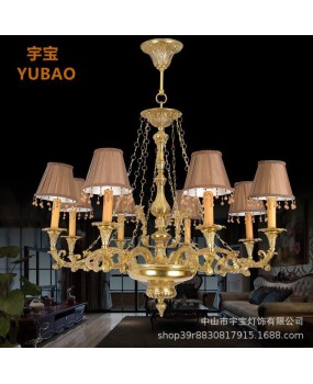 French style all copper hanging home decoration, indoor living room, bedroom, study room, dining room, hotel guest room, villa, leisure room, reception room light