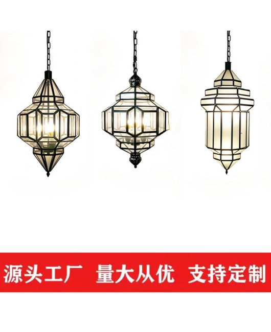 All copper Moroccan lampshade, simple pendant light, corridor staircase, hotel restaurant lobby, black glass metal light